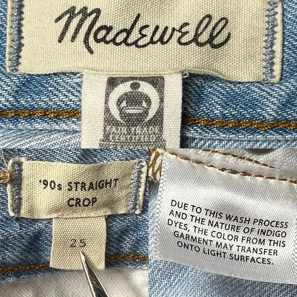 Madewell 90s Straight Crop Ripped Knee Jeans Womens 25 Fitzgerald